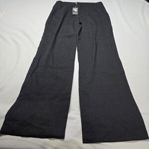 Eileen Fisher Straight Side Zip Pant Linen Blend Women's Size 10 Graphite $218